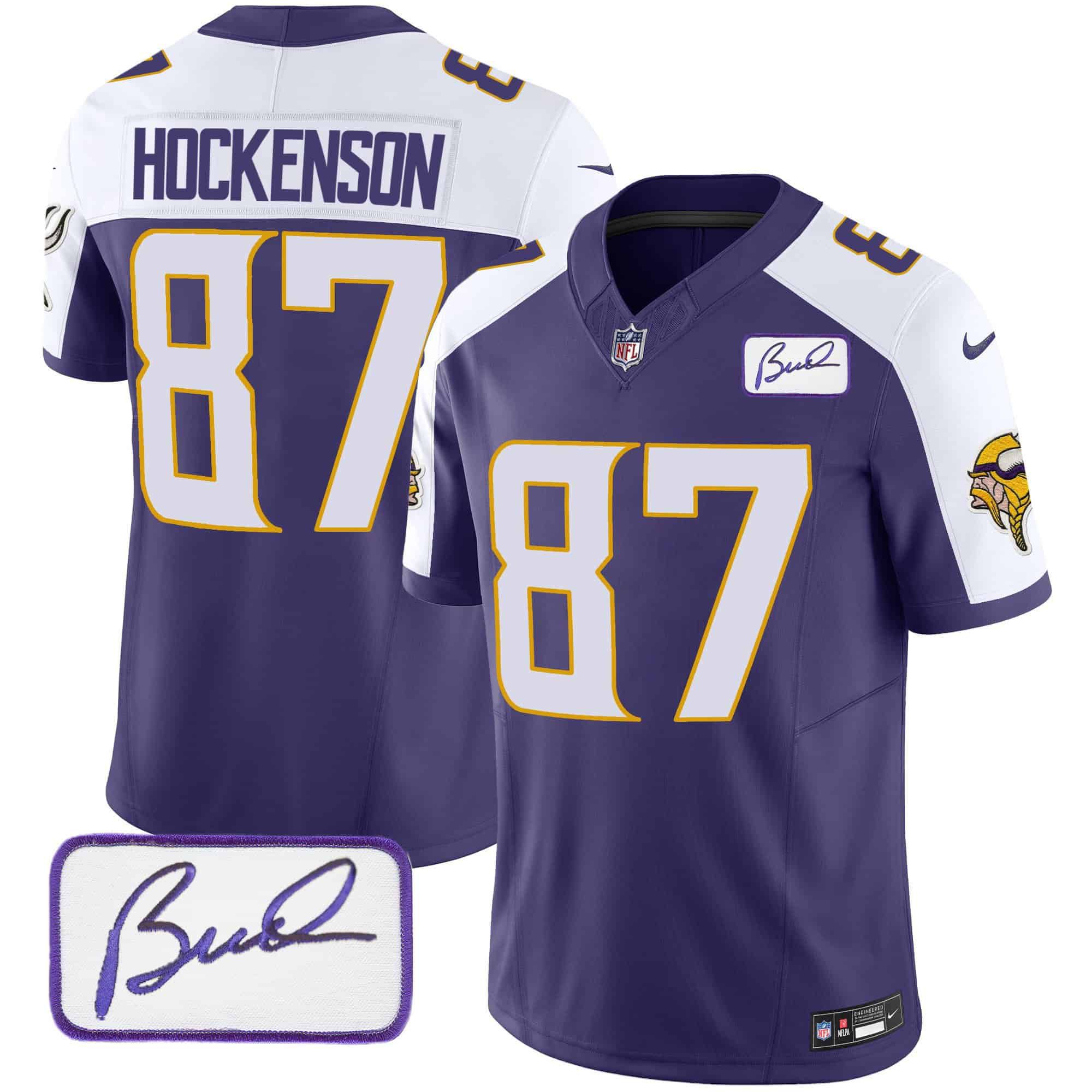 Men Minnesota Vikings 87 Hockenson Purple 2024 Nike Bud Grant Patch Classic Limited NFL Jersey style 2